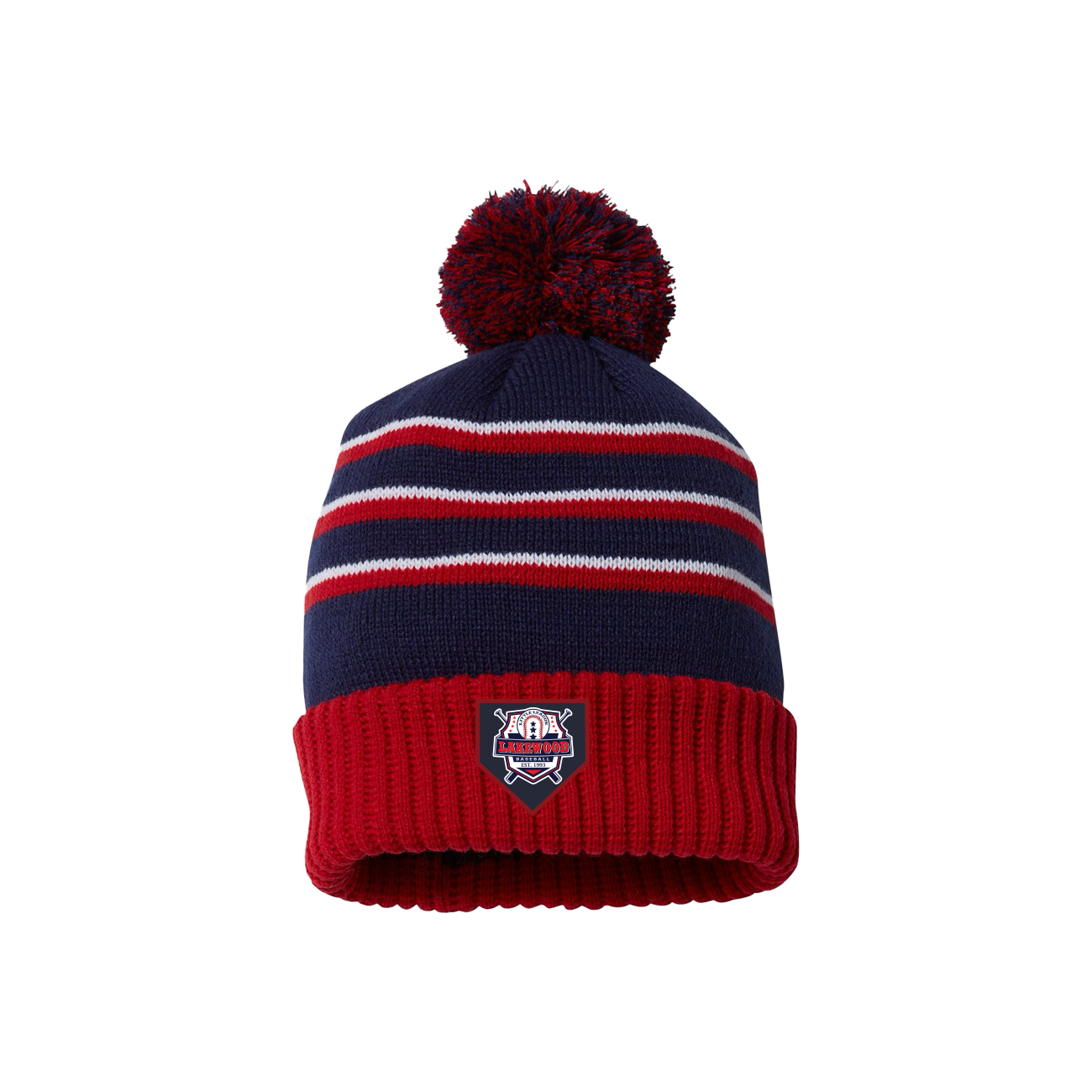 Navy/Red/White EST 1993 Pom Beanie