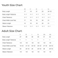 Size chart for 2225 & 6925 L.A.T. Crewneck-Sweatshirt
