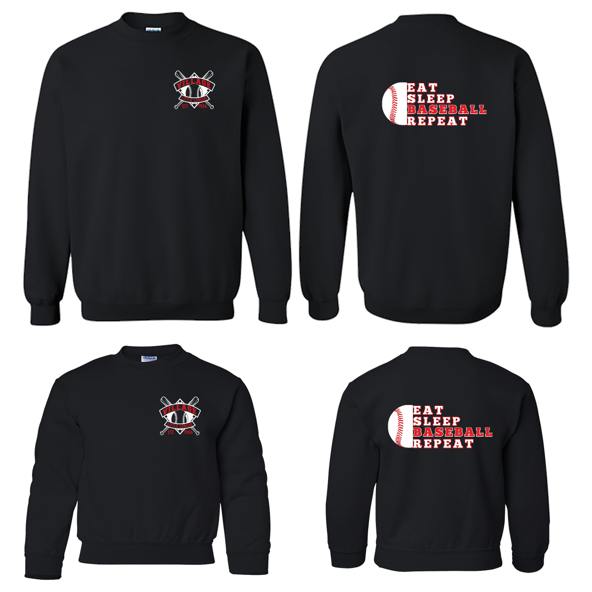 Eat, Sleep, Baseball, Repeat Crewneck