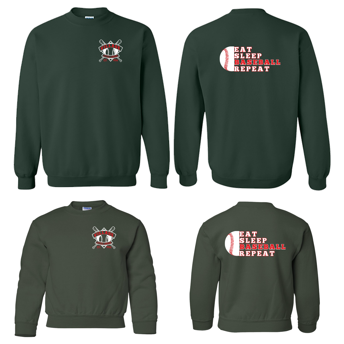 Eat, Sleep, Baseball, Repeat Crewneck