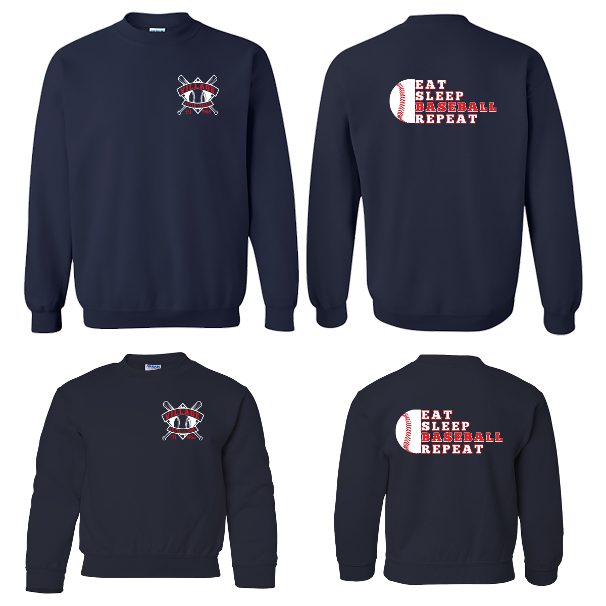 Eat, Sleep, Baseball, Repeat Crewneck