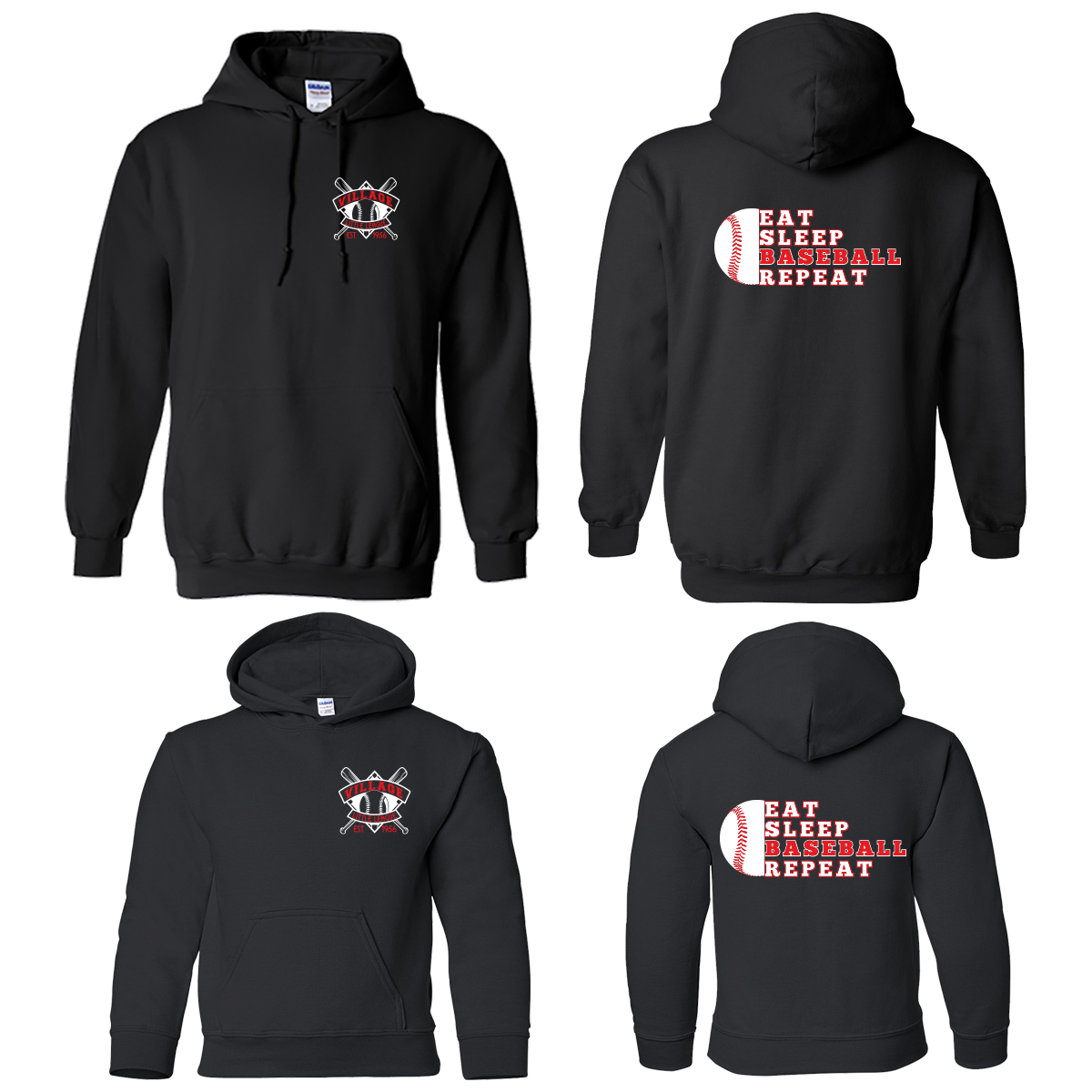 Eat, Sleep, Baseball, Repeat Hoodie