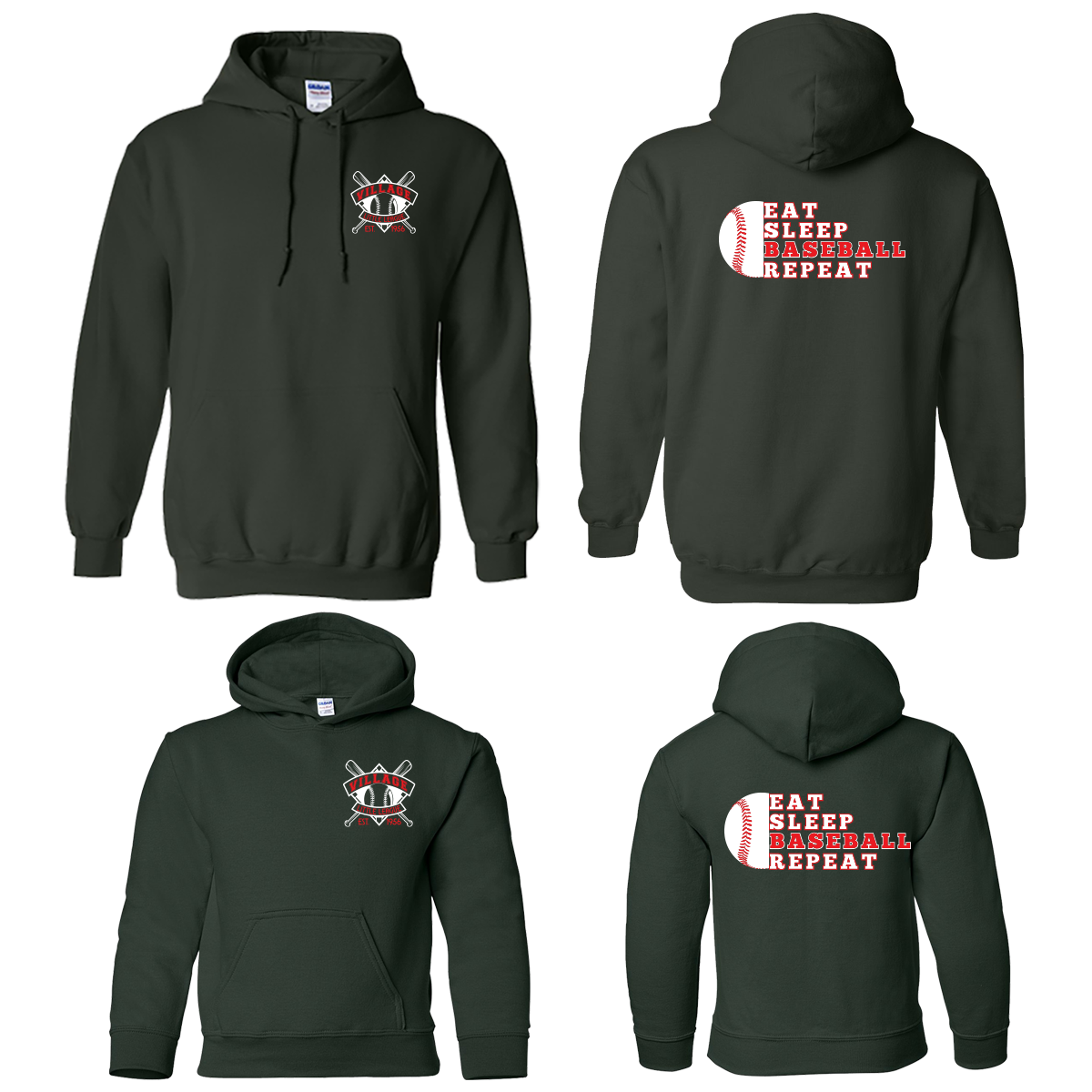 Eat, Sleep, Baseball, Repeat Hoodie