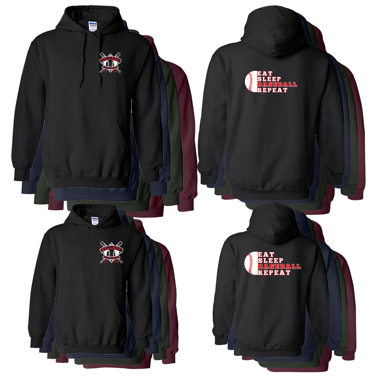 Eat, Sleep, Baseball, Repeat Hoodie