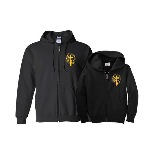 Black Full-Zip Hooded Sweatshirt