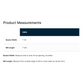 Product measurements displayed on a white background