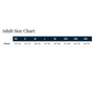 An adult size chart table on a white background, showing chest measurements for sizes 35 through 46L. The header reads 'Adult Size Chart' in black text.
