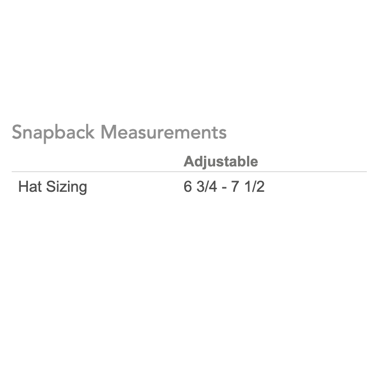 Text displaying snapback measurements on a white background