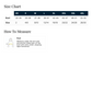 A size chart and measurement guide for apparel. The chart lists bust measurements in inches for sizes XS through 4XL and a size column in numbers.