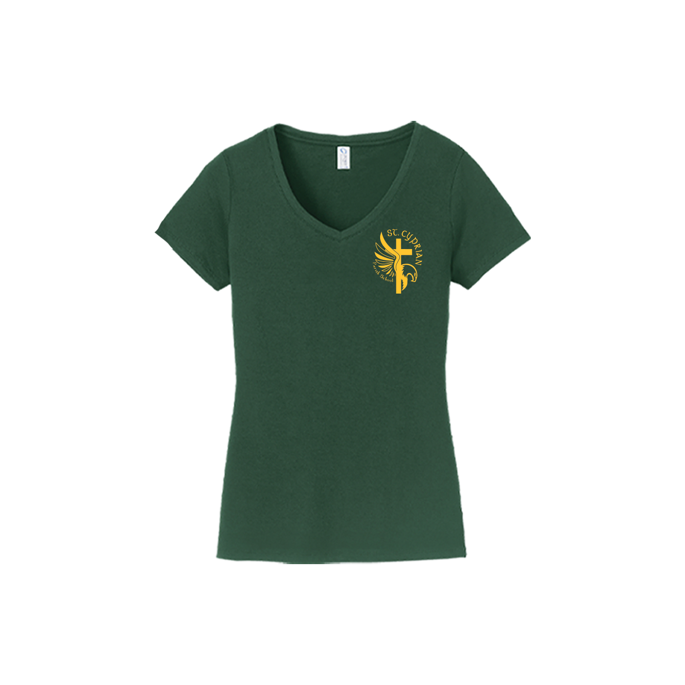 Ladies Forest Green V-Neck Tee