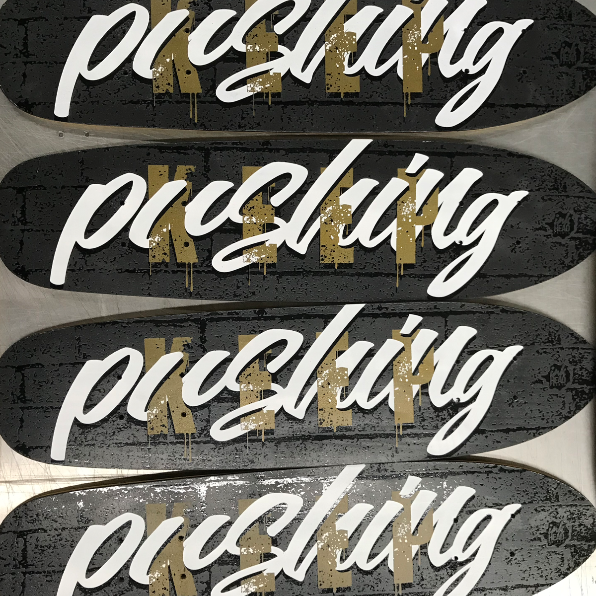 Keep Pushing Custom Skate Deck - InkHead Prints